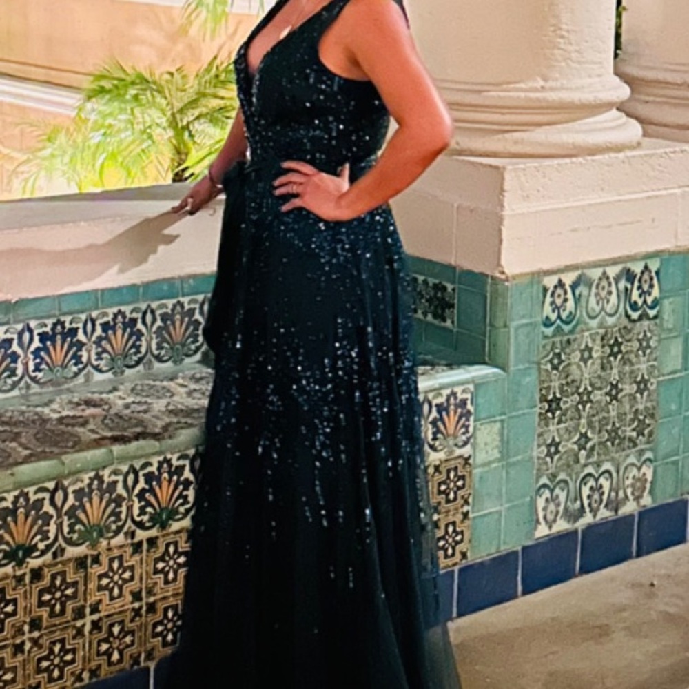 Elegant Green Sequin Gown
